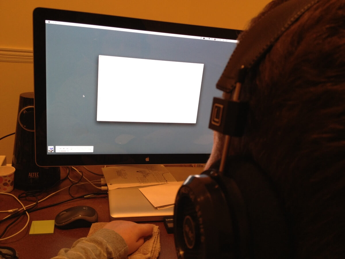 An over-the-shoulder shot of my screen, the blank page of a novel staring back at me.